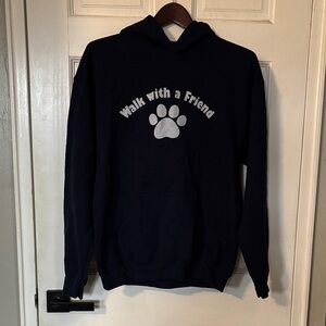 Gildan Navy Blue Hoodie Dog Lover Walk
